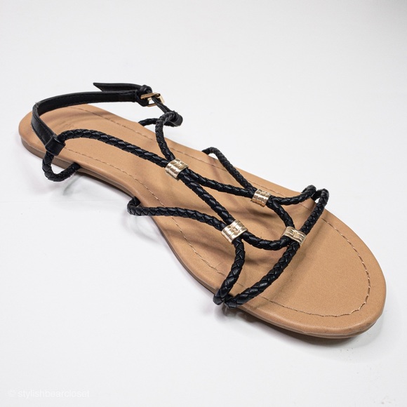 Forever 21 Sandal Black Braided Straps - Picture 2 of 6